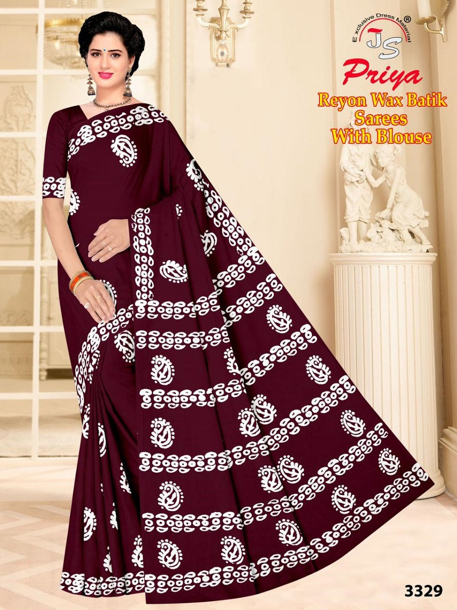 Wax Batik Js Priya Rayon Sarees