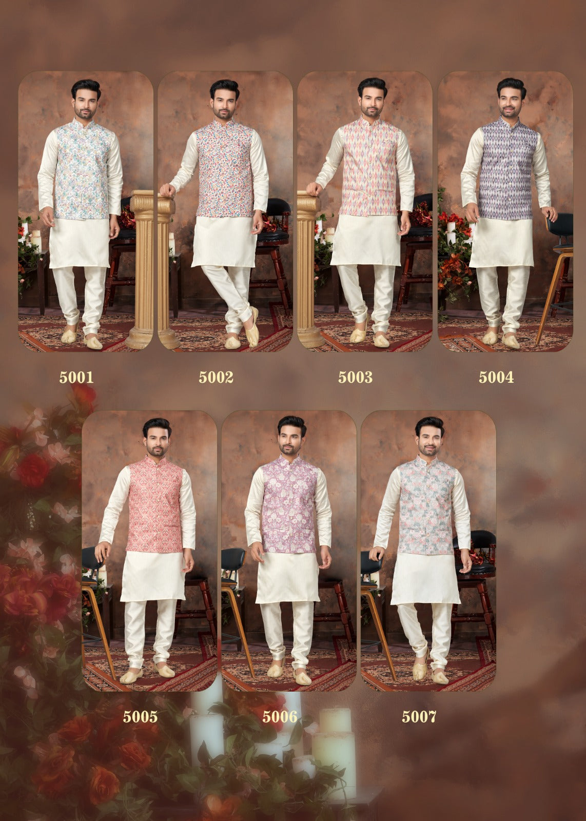 Wedding Collection Vol With Koti Outluk Silk Mens Kurta Pajama
