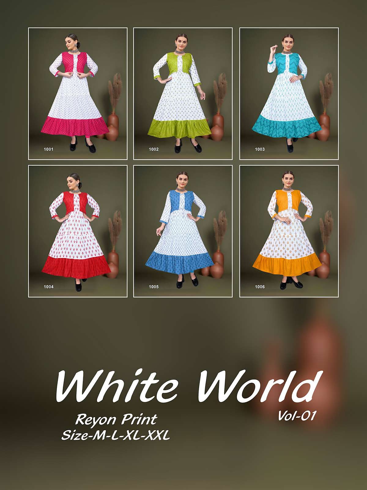 White World Vol 1 Kavinay Rayon Anarkali Kurtis