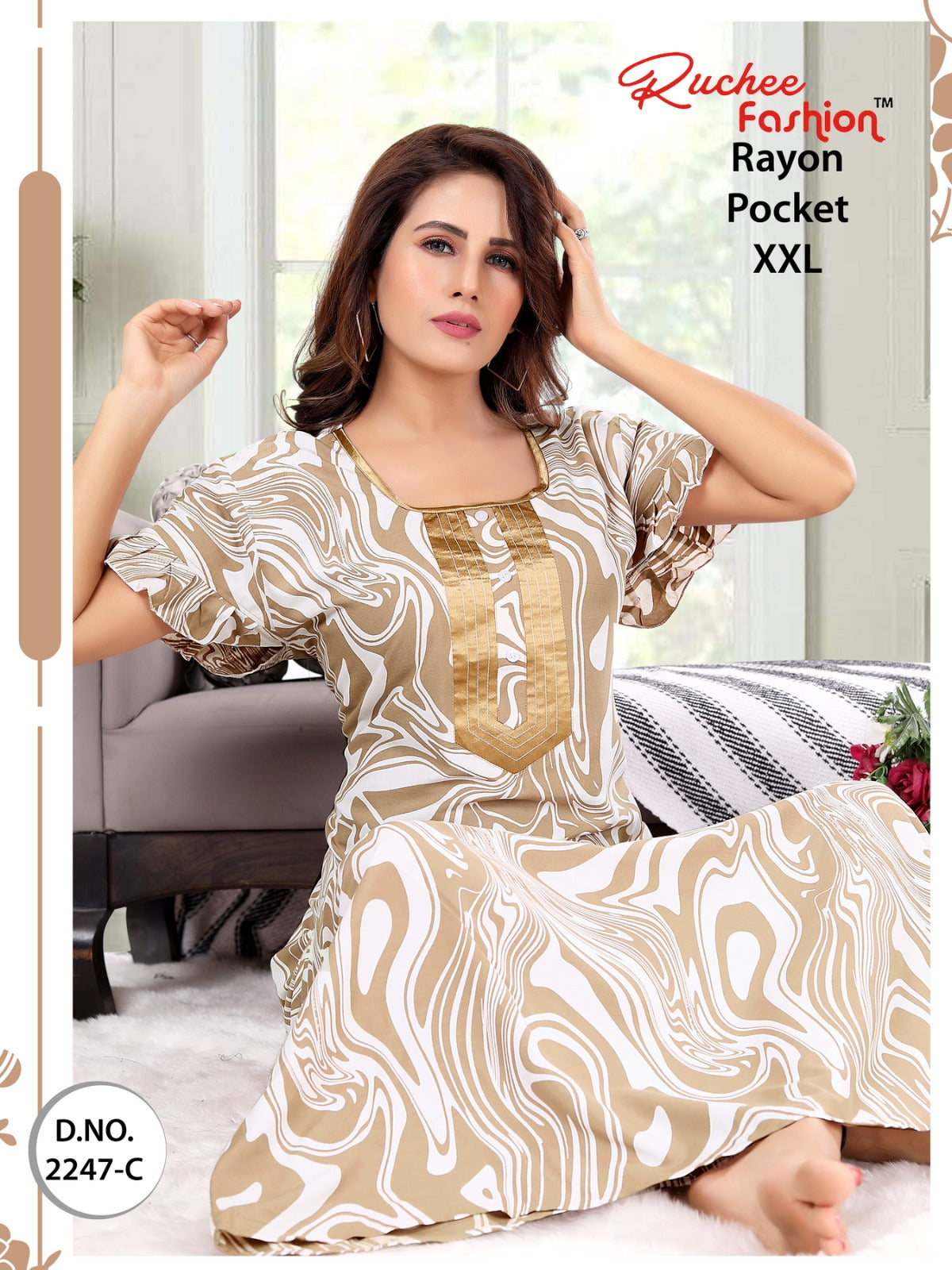 Xxl-1402 Ruchee Fashion Rayon Night Gowns