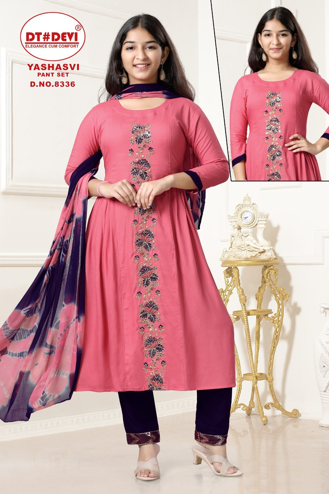 Yashasvi-8336 Dt Devi Rayon Girls Readymade Pant Suits