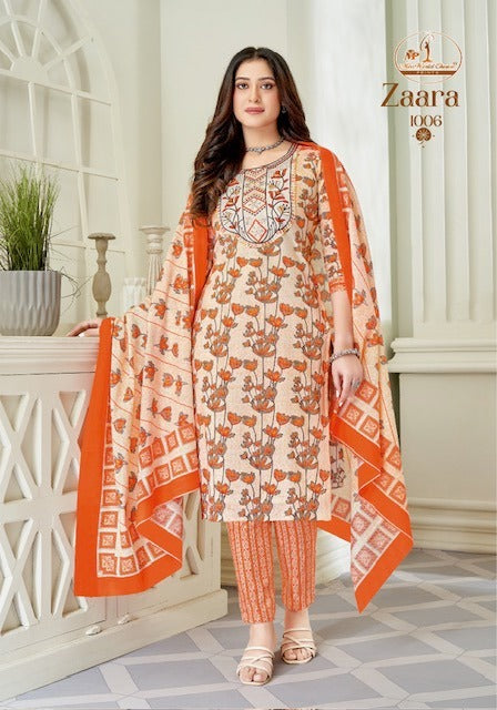 Zaara Vol 1 Miss World Choice Slub Cotton Pant Style Suits