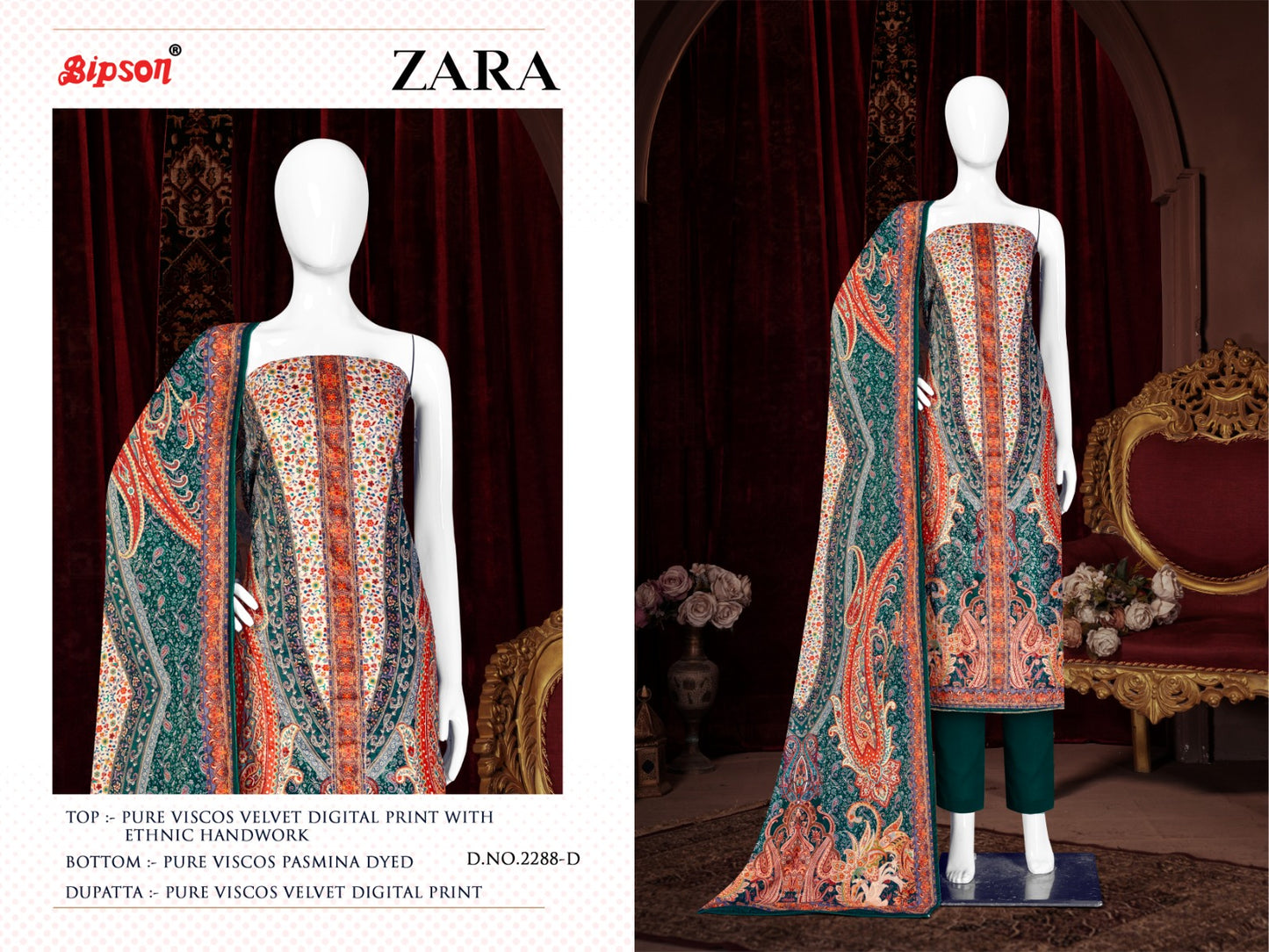 Zara-2288 Bipson Prints Viscose Velvet Suits