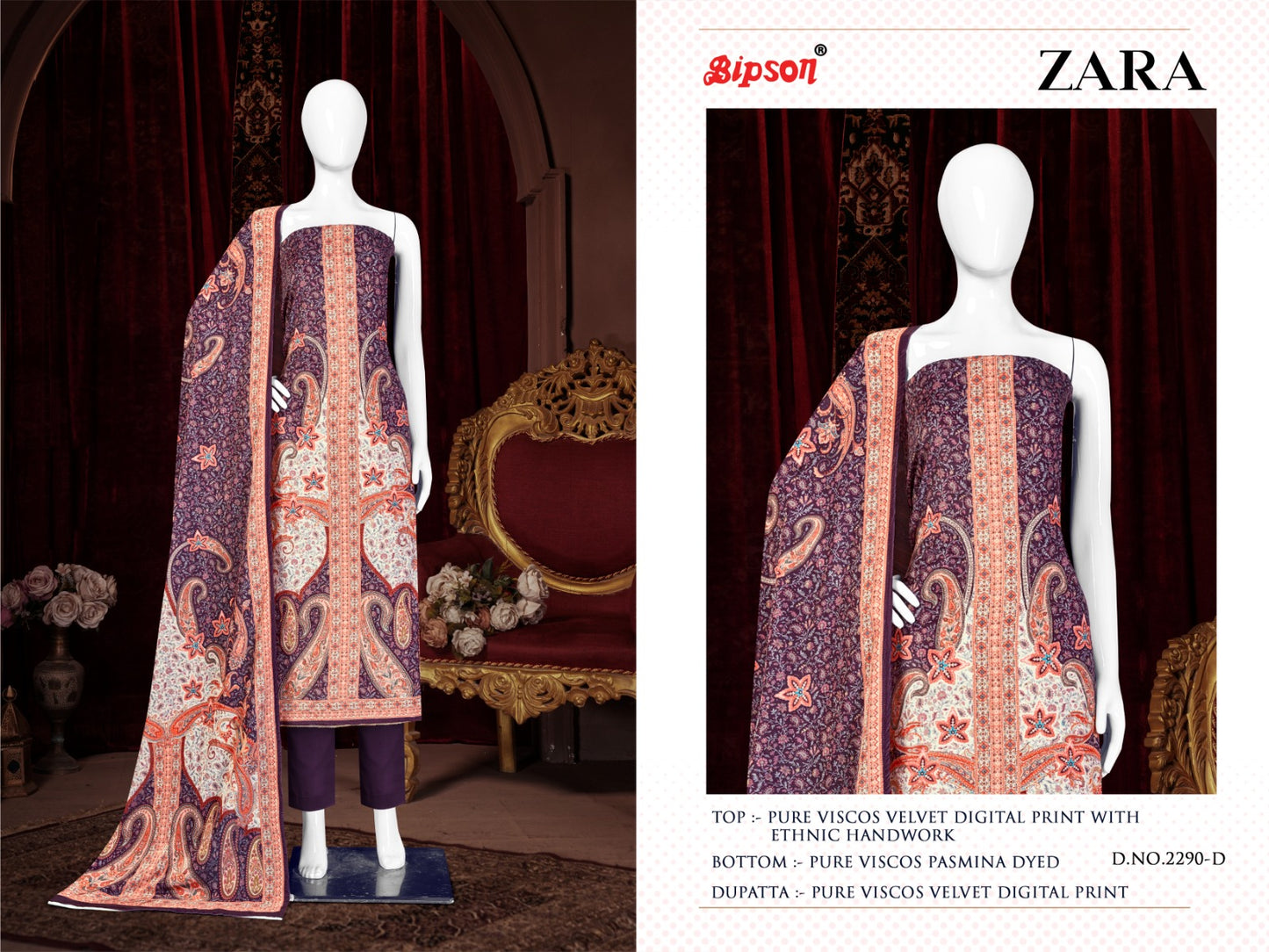 Zara-2290 Bipson Prints Viscose Velvet Suits