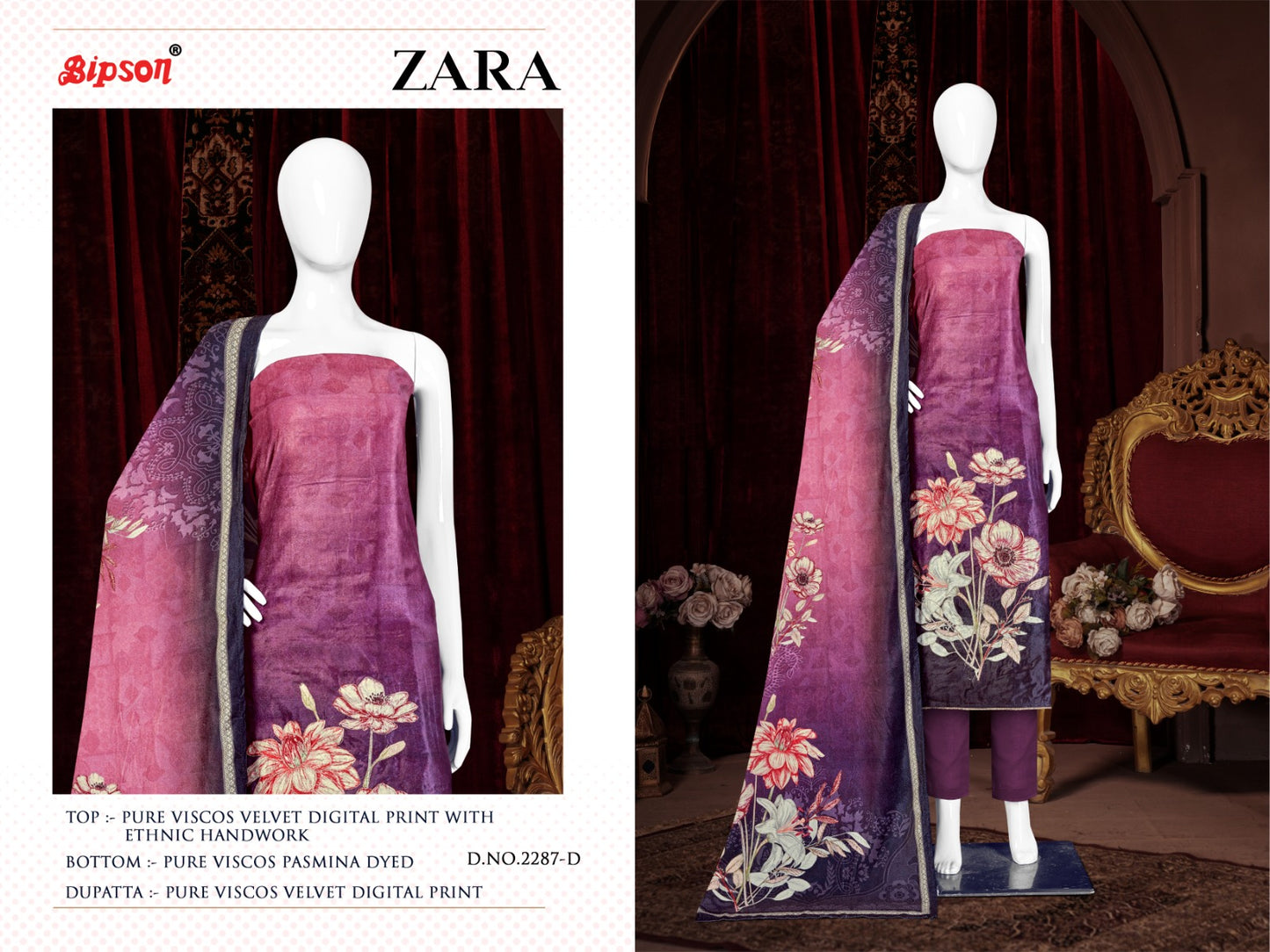 Zara 2287 Bipson Prints Viscose Velvet Suits