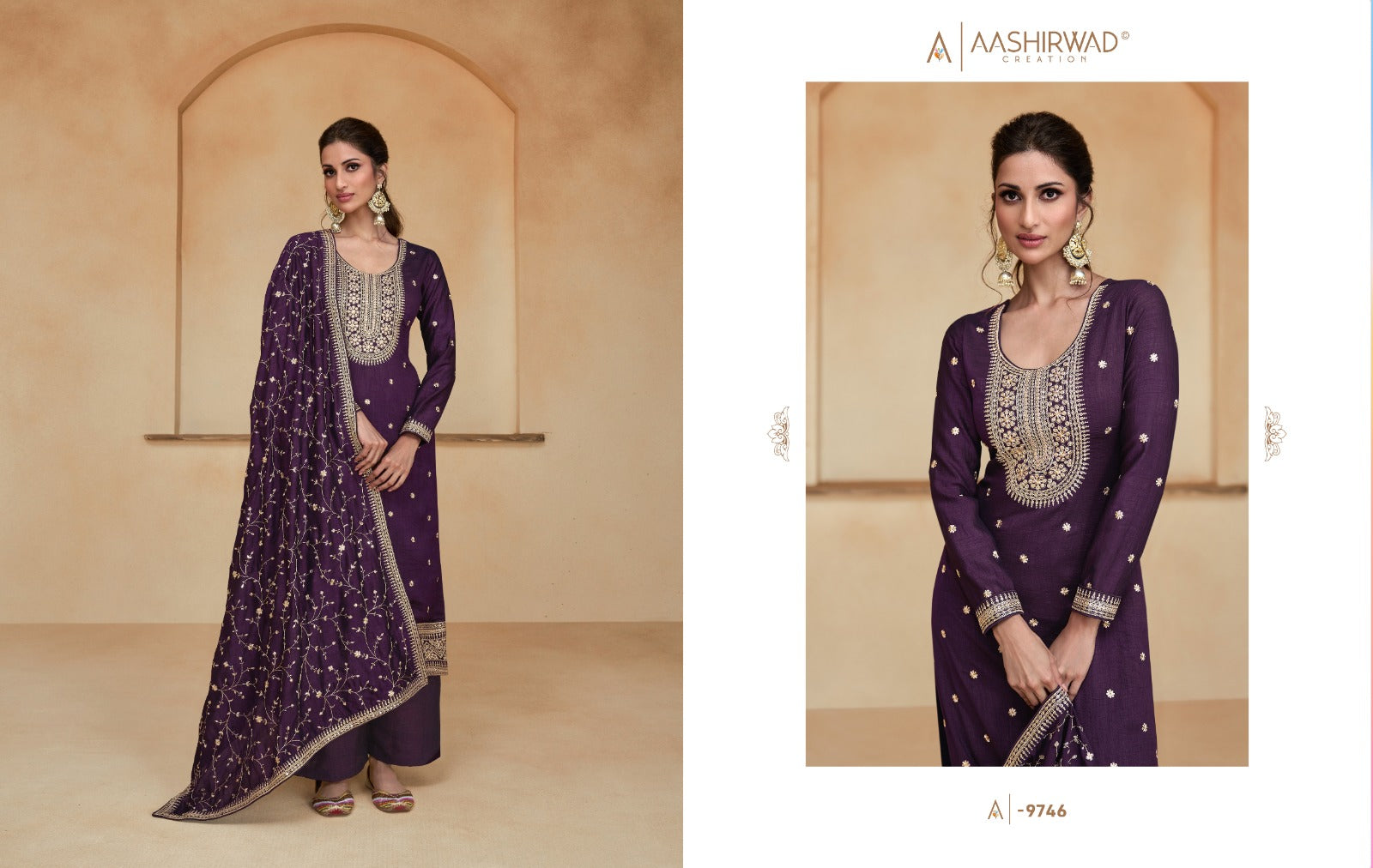 Ziana Aashirwad Creation Silk Readymade Plazzo Style Suits