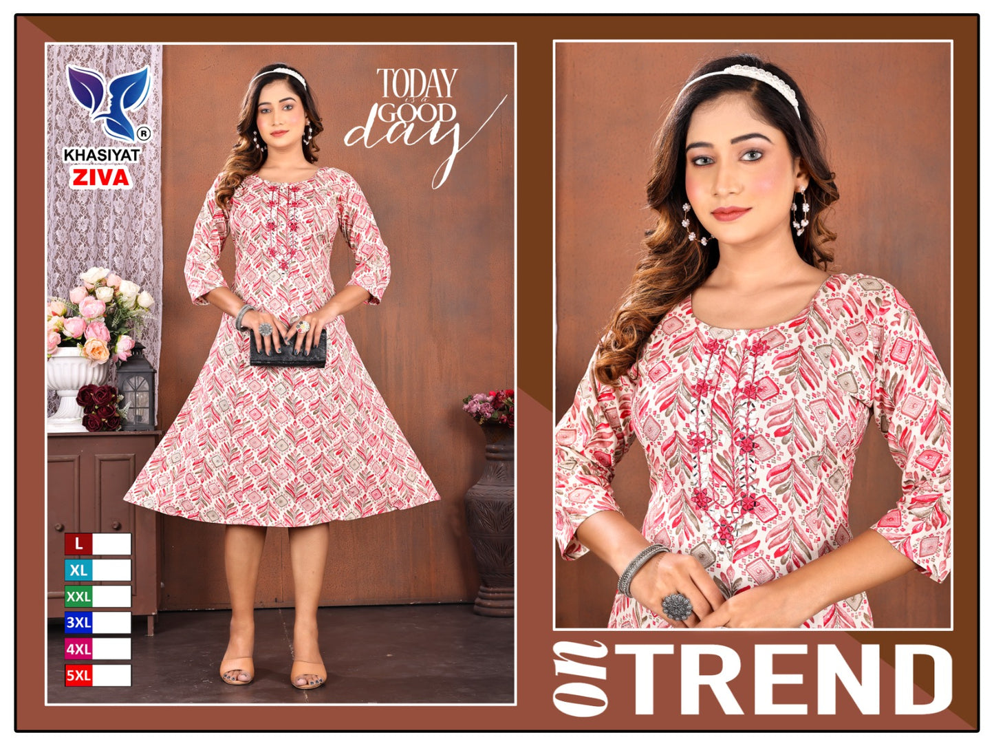 Ziva Khasiyat Rayon Foil Anarkali Kurtis