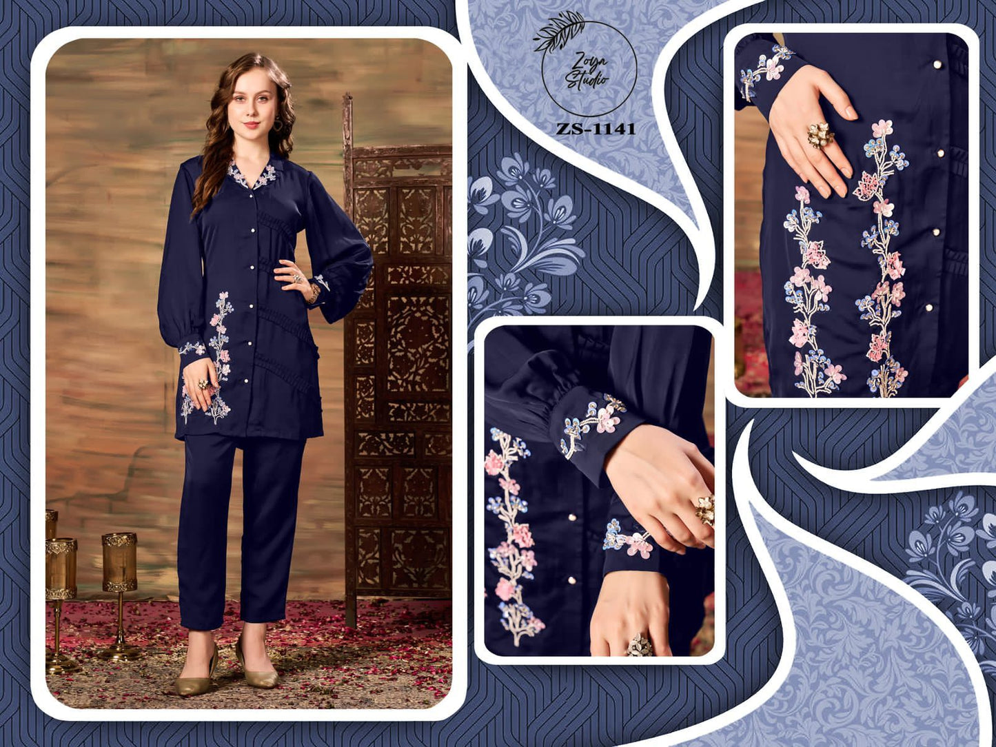 Zs 1141 Zoya Studio Satin Co Ord Set