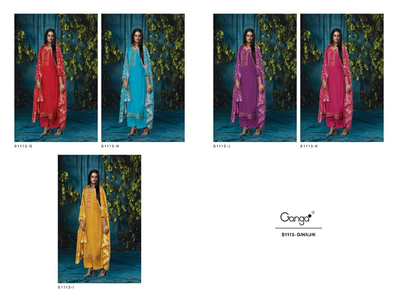 Zuri 1113 Ganga Organza Plazzo Style Suits