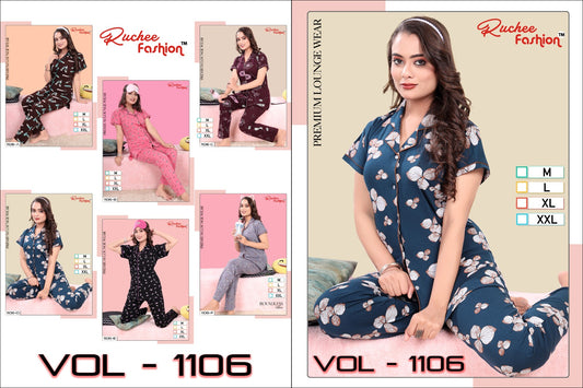 1106 Ruchee Fashion Collar Night Suits