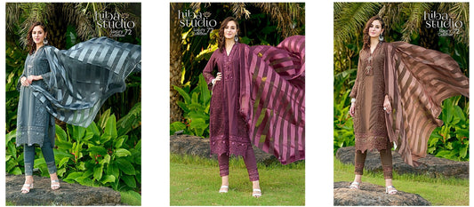 72 Hiba Studio Georgette Embroidery Work Pakistani Readymade Suits
