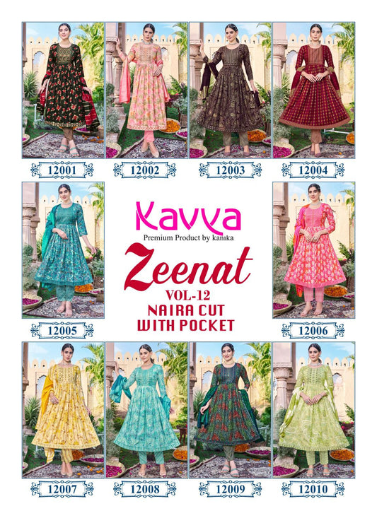 Zeenat Vol 12 Kavya Capsule Print Embroidery Readymade Pant Style Suits