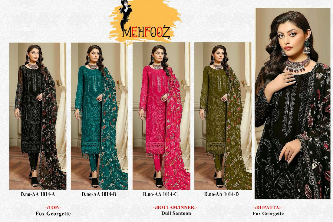 1014 Mehfooz Fox Georgette Moti Diamond Pakistani Salwar Suits