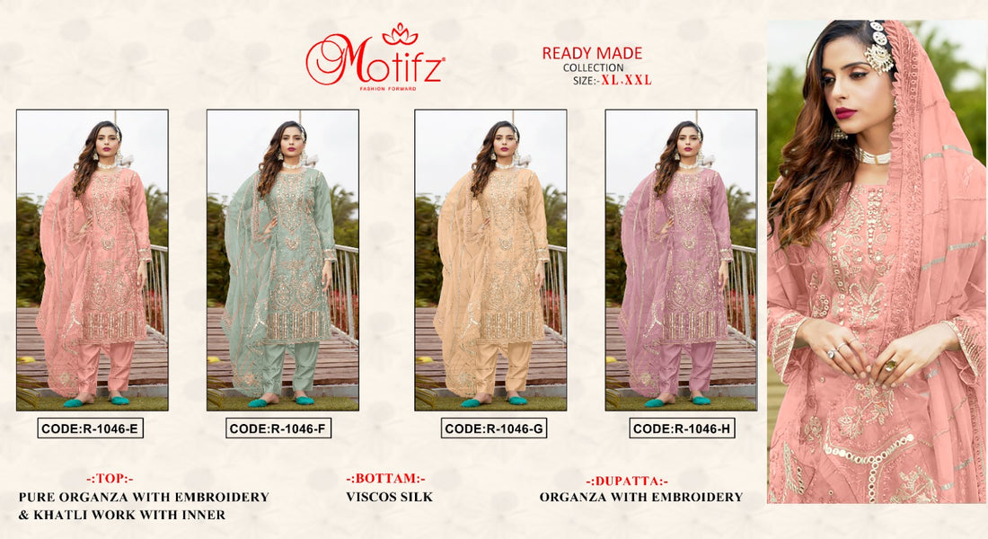 1046 Efgh Motifz Organza Embroidery Work Pakistani Readymade Suits