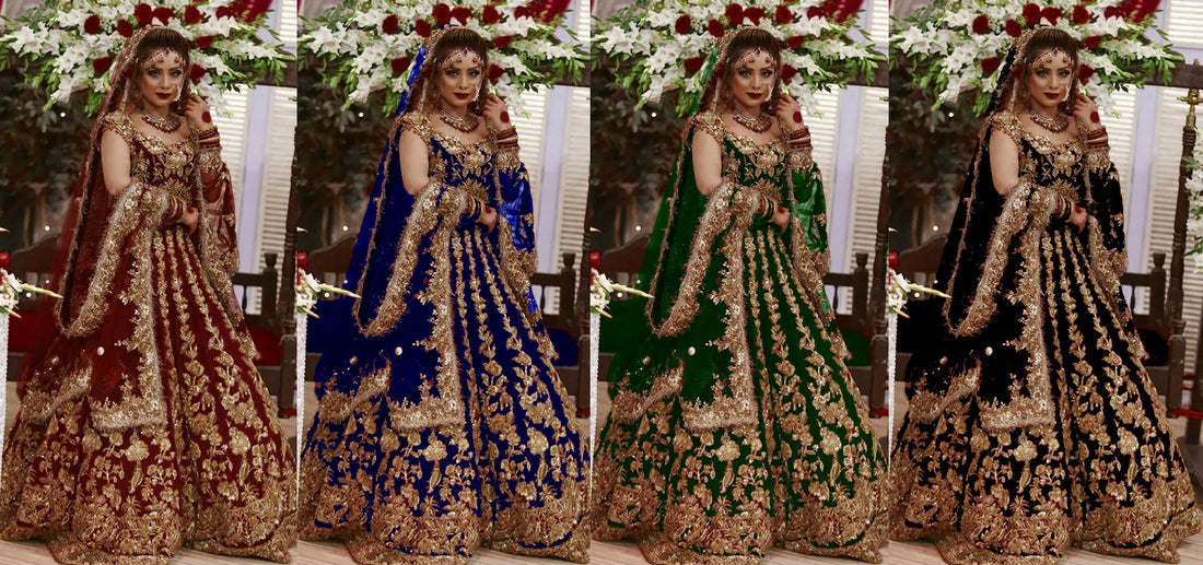 1047 Kb Series Velvet Stone Work Bridal Lehenga Choli