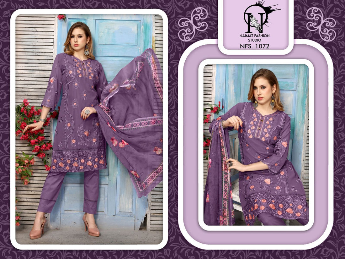 1072 Naimat Fashion Studio Pure Fox Embroidery Work Pakistani Readymade Suits