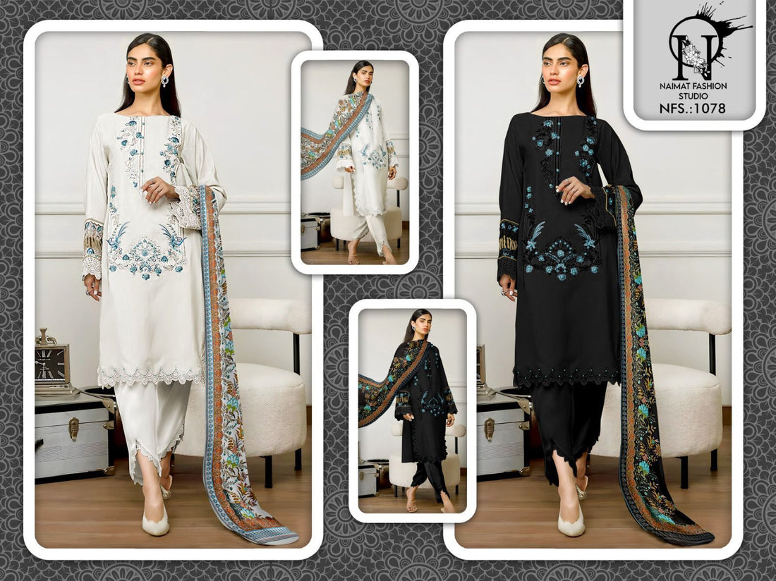 1078 Naimat Fashion Studio Pure Fox Embroidery Pakistani Readymade Suits