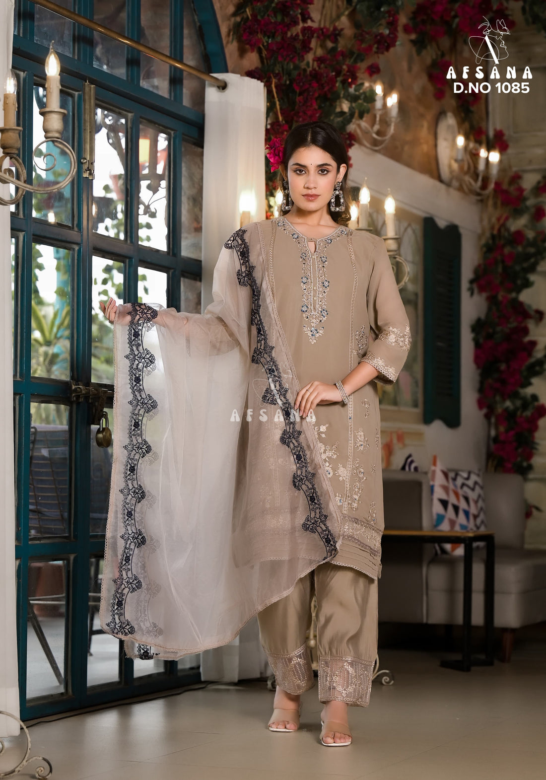 1085 Afsana Georgette Embroidered Readymade Pant Style Suits