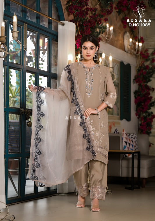 1085 Afsana Georgette Embroidered Readymade Pant Style Suits