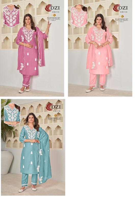 1134 1136 Dzi Readymade Pant Style Suits