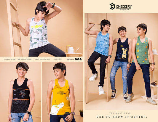 1161 1166 Checkers Cotton  Boys Tank Top