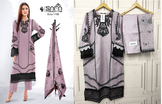1198 Safa Fashion Fab Organza Embroidery Work Pakistani Readymade Suits