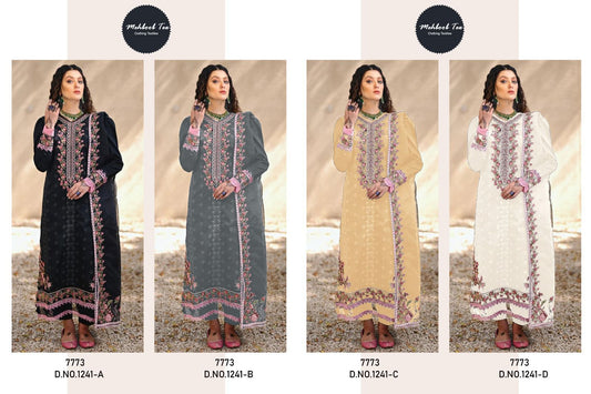 1241 Mehboob Tex Organza Embroidery Work Pakistani Salwar Suits