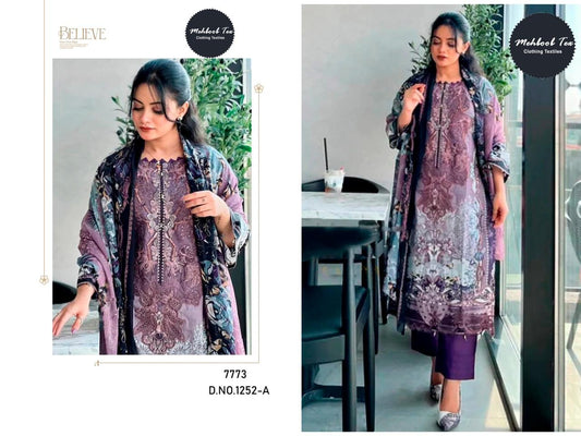 1252 Mehboob Tex Cotton Embroidery Work Pakistani Patch Work Suits