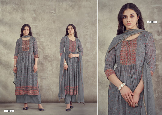 1435 1436 Afsana Georgette Handwork Readymade Plazzo Style Suits