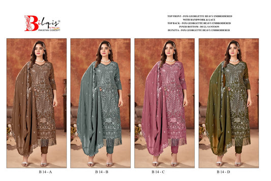 14 Bilqis Fox Georgette Handwork Pakistani Salwar Suits