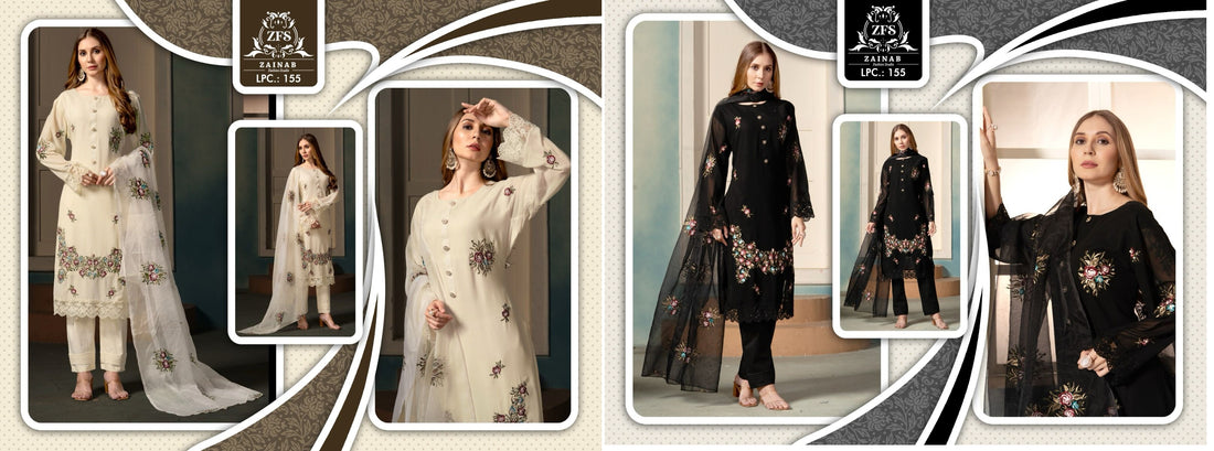 155 Zainab Fashion Studio Georgette Handwork Pakistani Readymade Suits