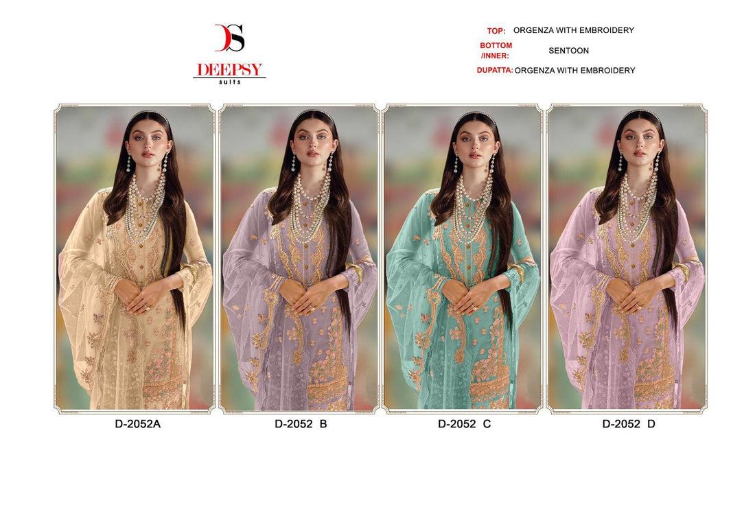 2052 Deepsy Organza Khatli Work Pakistani Salwar Suits