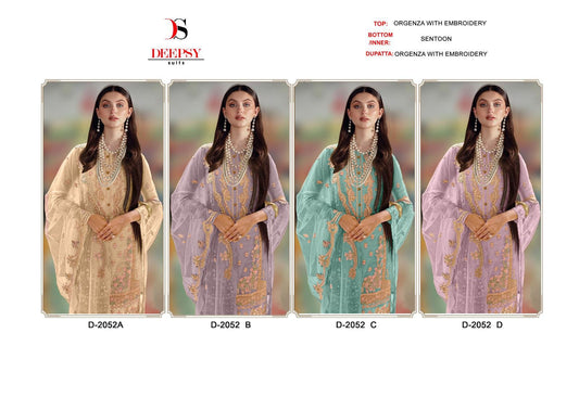 2052 Deepsy Organza Khatli Work Pakistani Salwar Suits
