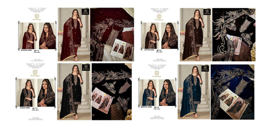 396 Ziaaz Designs  Embroidered Velvet Suits