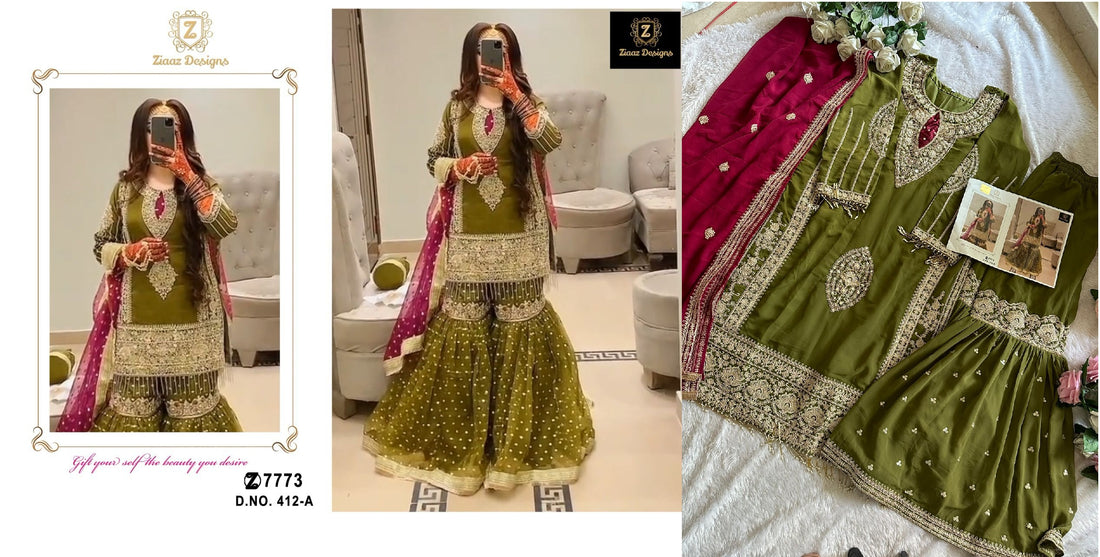 412 Ziaaz Designs Georgette Handwork Pakistani Salwar Suits