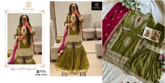 412 Ziaaz Designs Georgette Handwork Pakistani Salwar Suits
