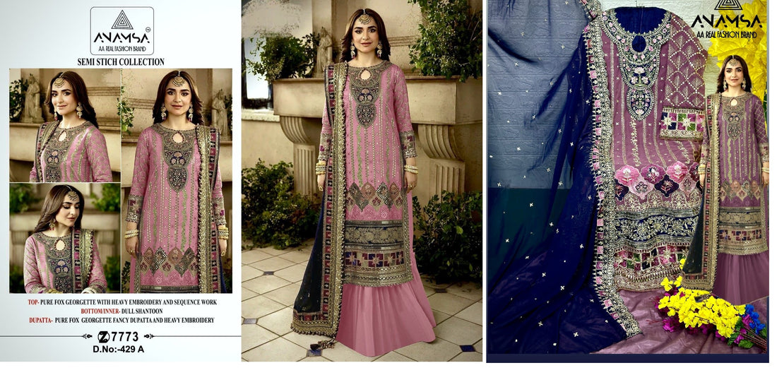 429 Anamsa Fox Georgette Embrodiery Work Pakistani Salwar Suits