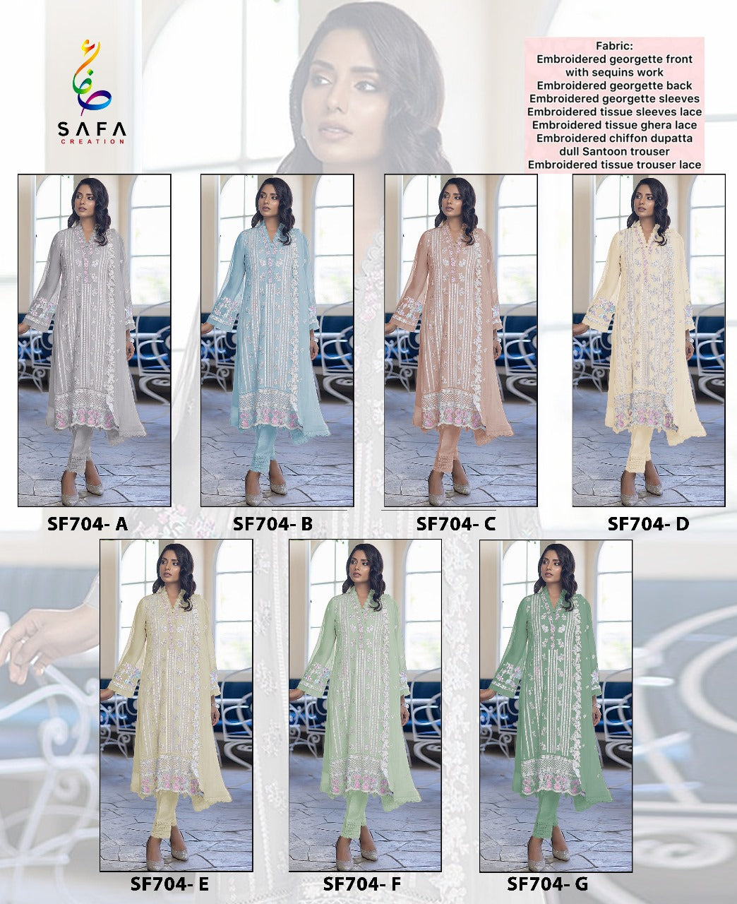 704 Colors Safa Creation Georgette Handwork Pakistani Salwar Suits