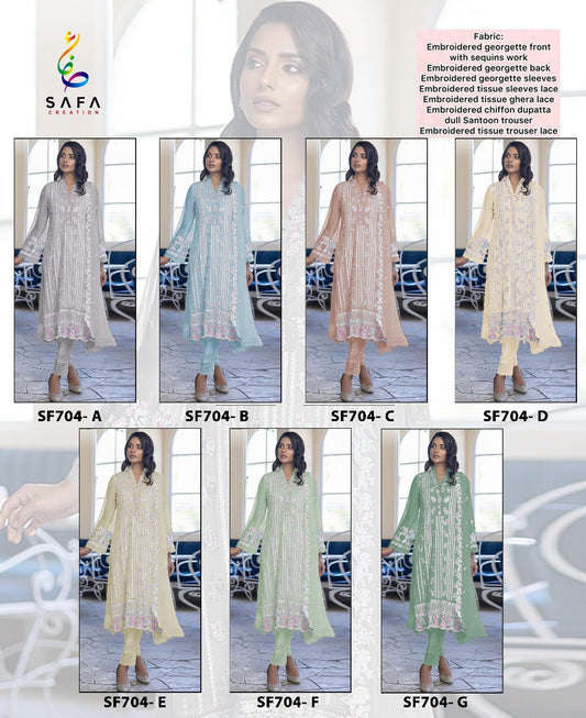 704 Colors Safa Creation Georgette Handwork Pakistani Salwar Suits