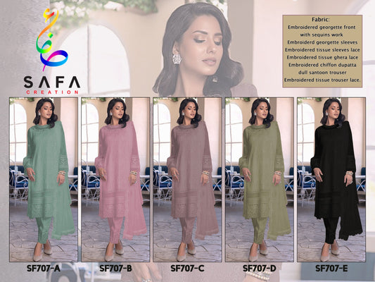 707New Colours Safa Creation Georgette Embroidery Pakistani Salwar Suits