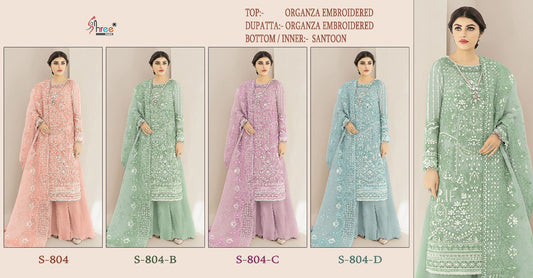 804 Shree Fabs Organza Embroidery Work Pakistani Salwar Suits