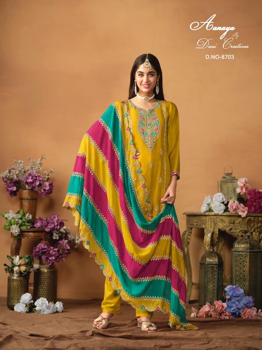 8701 To 8703 Aanaya Vol 187 Dani Creation Unstitched Suits