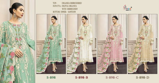 898 Shree Fabs Organza Embroidery Work Pakistani Salwar Suits