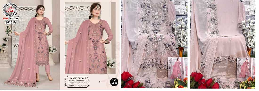 9010 Affan Creation Fox Georgette Handwork Pakistani Salwar Suits
