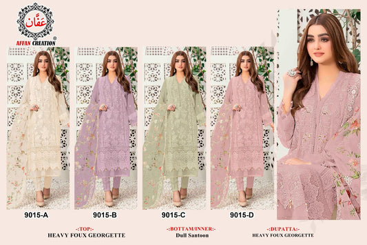 9015 Affan Creation Fox Georgette Embroidery Work Pakistani Salwar Suits