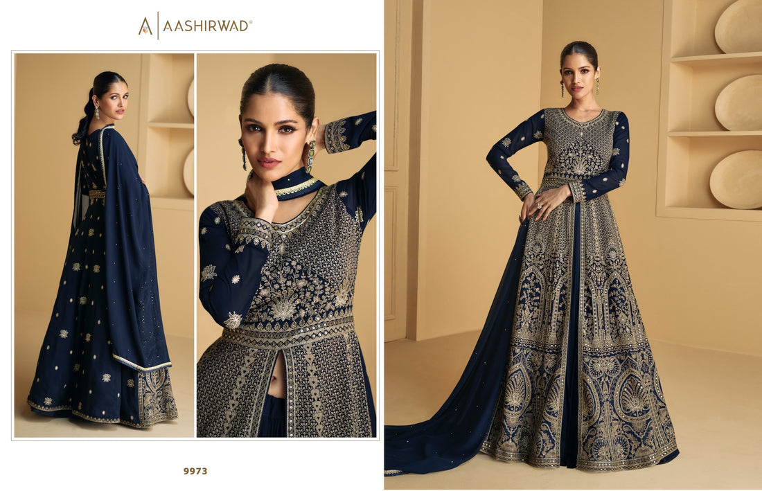 9971 To 9973 Tareef Aashirwad Creation Gown Dupatta Set