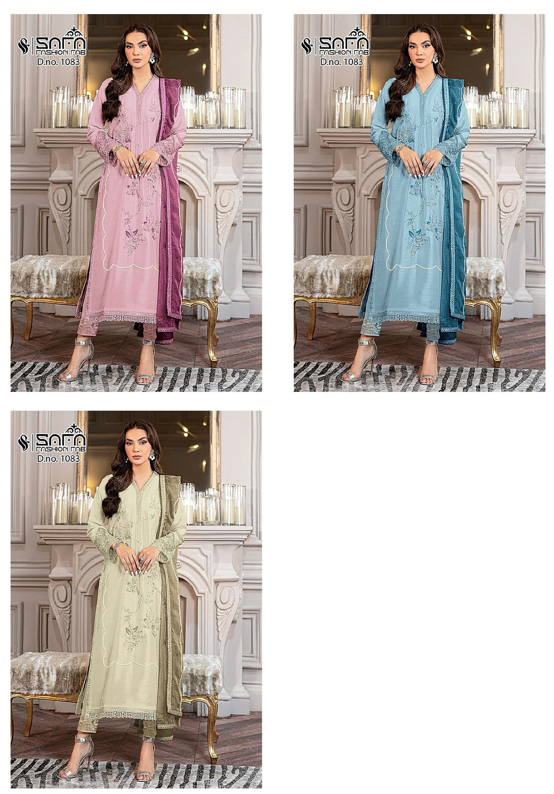 1083 Safa Fashion Fab Georgette Embroidered Pakistani Readymade Suits
