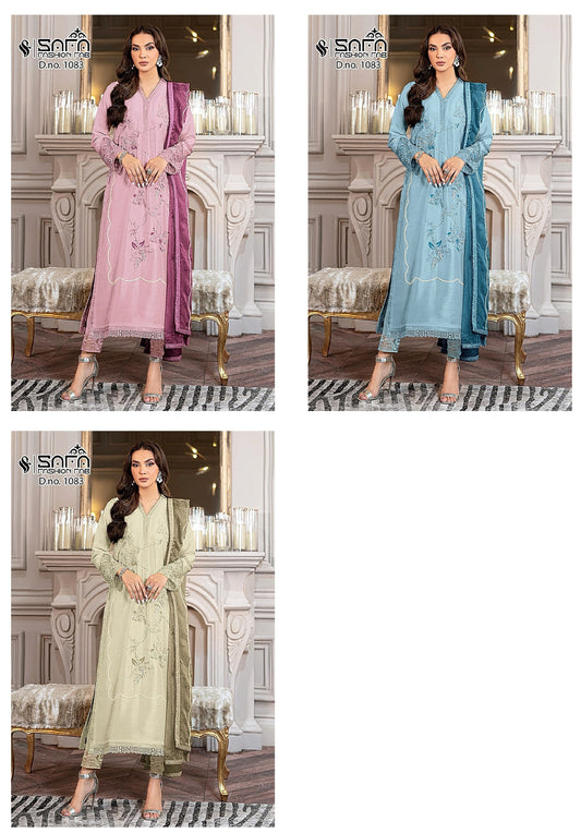 1083 Safa Fashion Fab Georgette Embroidered Pakistani Readymade Suits