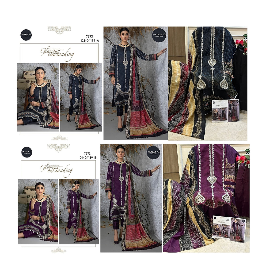 1189 Mehboob Tex Cotton Embroidered Pakistani Patch Work Suits