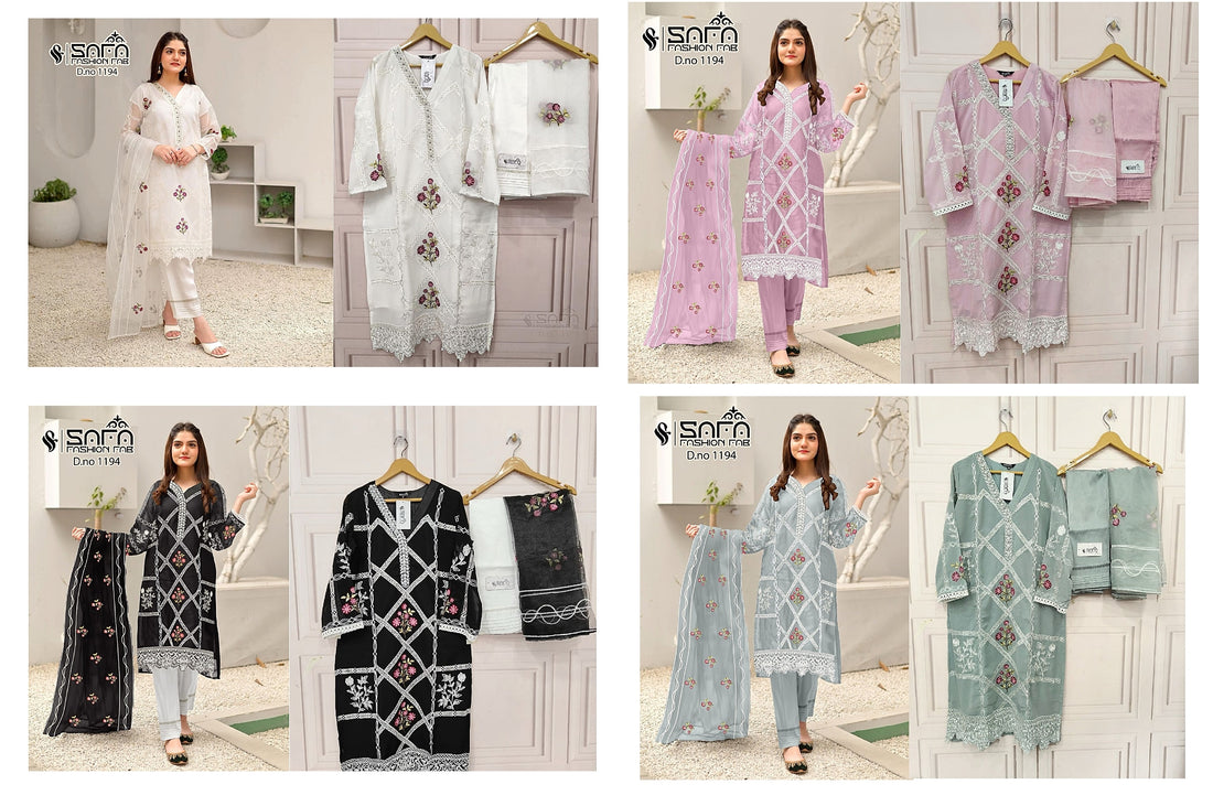1194 Safa Fashion Fab Georgette Embroidered Pakistani Readymade Suits